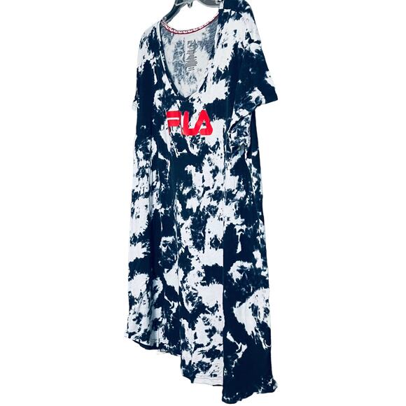 FILA SLEEPWEAR, MIDI LENGTH, WOMENS, 2X, NAVY BLUE & WHITE ABSTRACT PATTERN - Picture 3 of 9